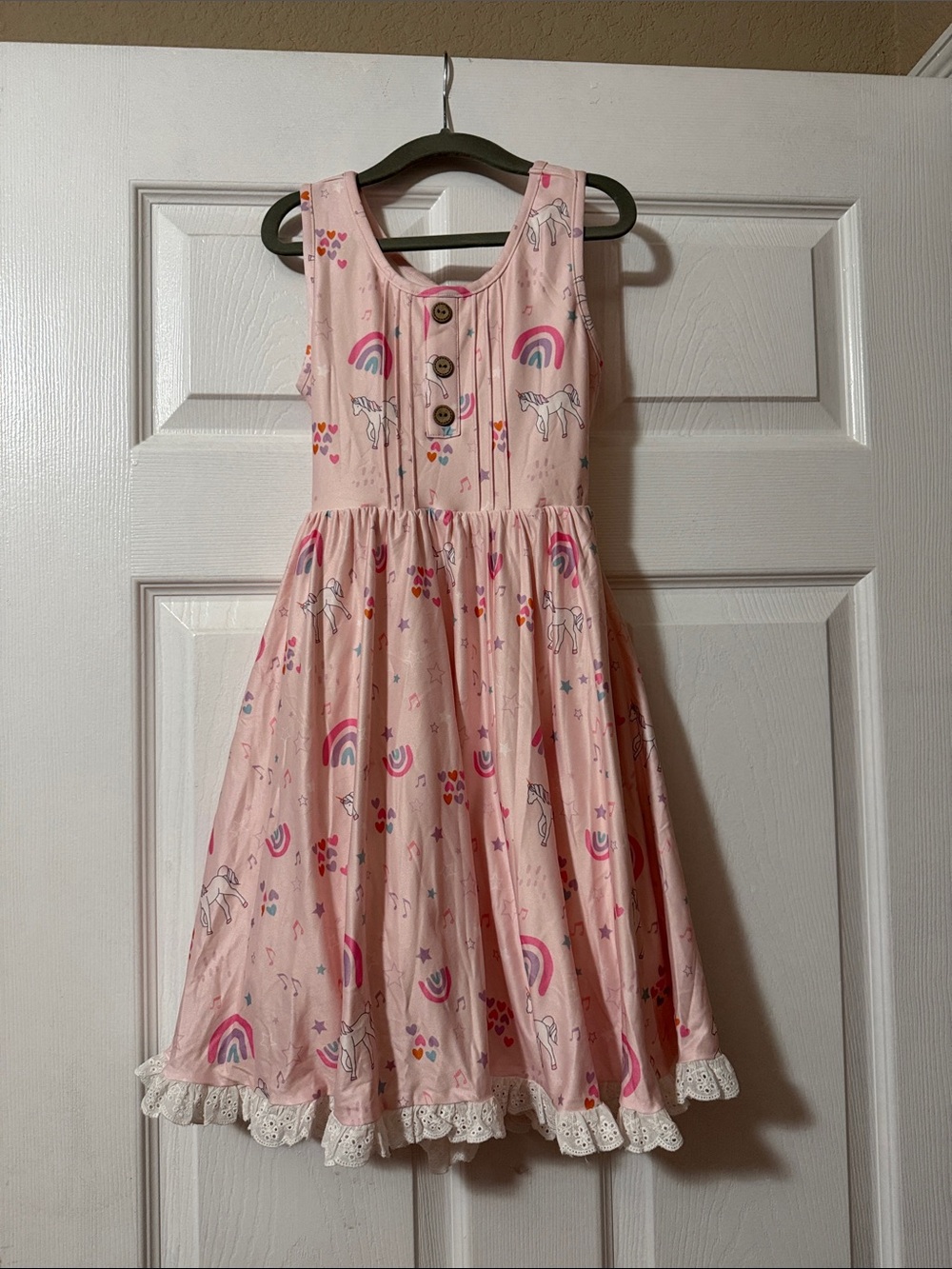 cheeky plum Pink Unicorn & Rainbow Button-Front Dress
